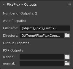 Blender add-on Outputs
